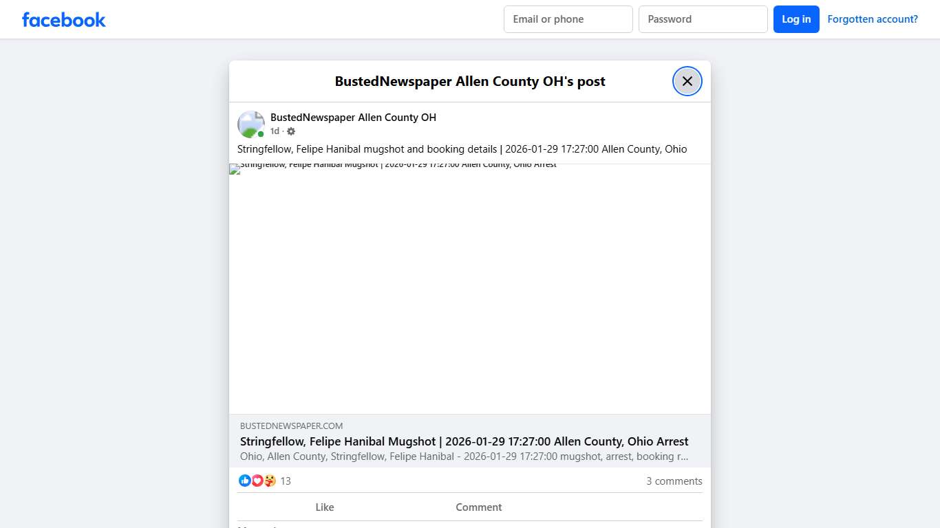Stringfellow, Felipe... - BustedNewspaper Allen County OH Facebook